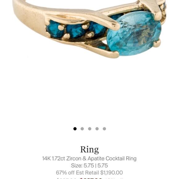 14K Yellow Gold 0.47 Carat Apatite & 1.74 Carat Oval Zircon ring - Picture 3 of 9